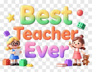 Cartoon Children Celebrating Best Teacher Ever PNG
