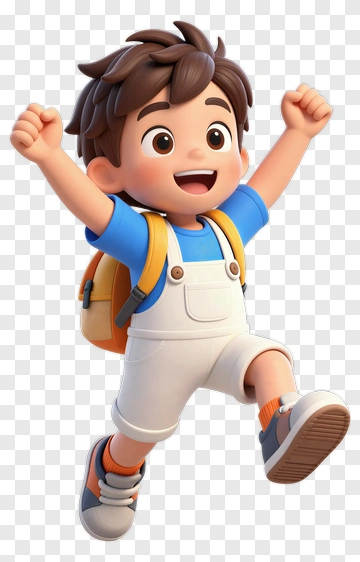 Cartoon Boy Jumping With Backpack PNG