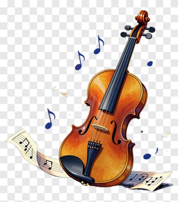 Violin With Musical Notes PNG