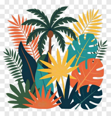 Colorful Tropical Plant Composition PNG