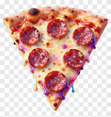 Colorful Pizza Slice With Pepperoni PNG