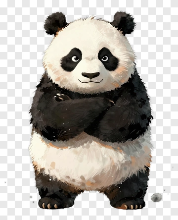 Cartoon Panda With Crossed Arms PNG