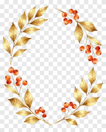 Gold Leaf And Berry Wreath PNG