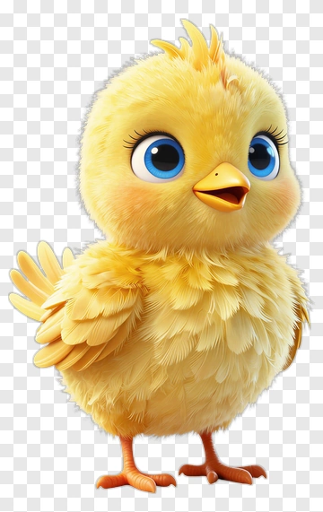 Cartoon Chick With Big Blue Eyes PNG