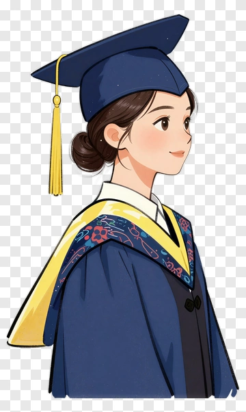 Graduation Girl In Cap And Gown PNG