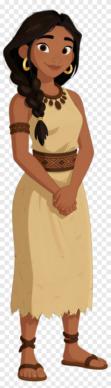 Cartoon Woman In Traditional Dress PNG
