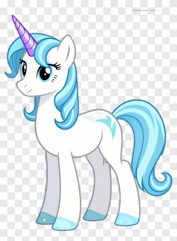 Cartoon Unicorn With Blue Mane And Horn PNG