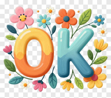 Colorful Floral Ok Sign PNG