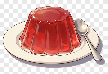 Red Jelly Dessert On A Plate PNG