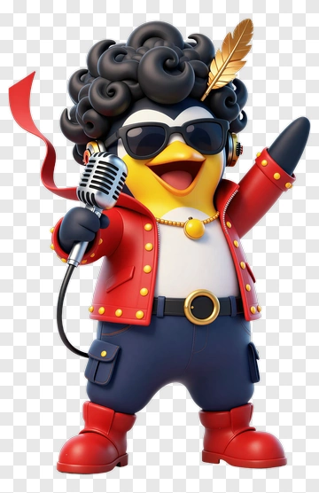 Cartoon Penguin Singing With A Microphone PNG