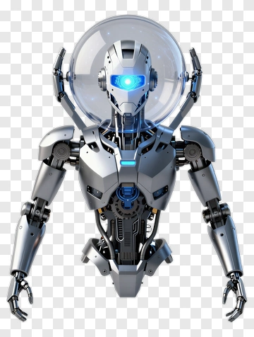 Futuristic Robot With Transparent Helmet PNG