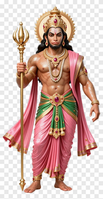 Hindu God Hanuman Holding A Staff PNG
