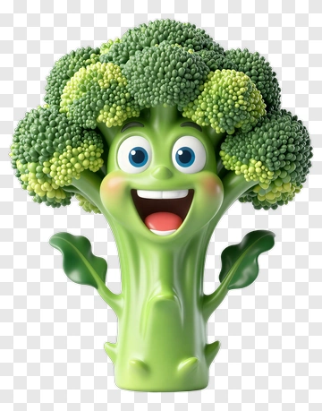 Cartoon Broccoli Character Smiling PNG