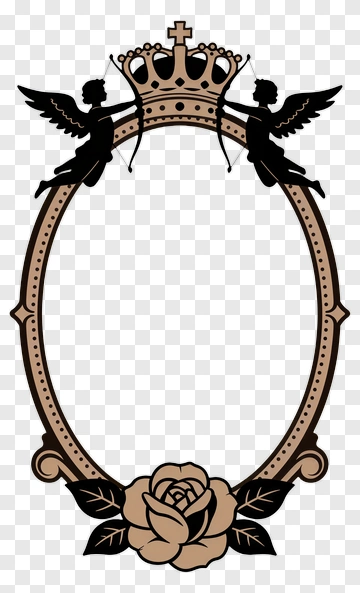 Vintage Frame With Angels And Rose PNG