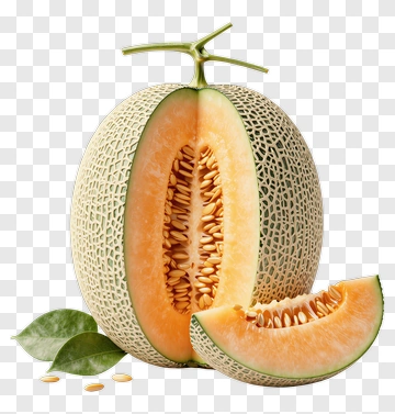 Fresh Cantaloupe Melon With Slices PNG