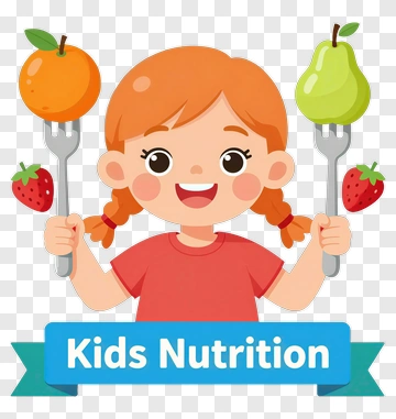 Cartoon Girl Holding Fruits For Kids Nutrition PNG