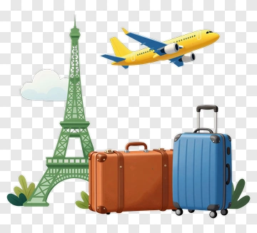 Travel Concept With Luggage And Airplane PNG