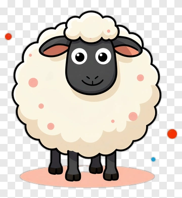 Cartoon Sheep With Fluffy Wool PNG
