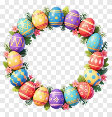 Colorful Easter Egg Wreath PNG