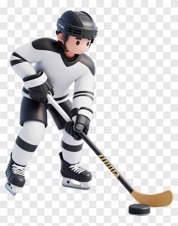3D Hockey Player With Stick PNG