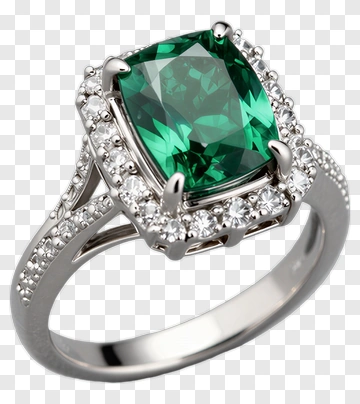 Emerald Ring With Diamond Accents PNG