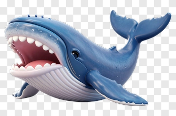 3D Cartoon Whale PNG