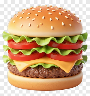 3D Hamburger With Lettuce And Tomato PNG