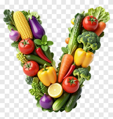 Vegetable Composition Shaped Like The Letter V PNG
