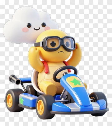 Cartoon Character Driving A Go-Kart PNG