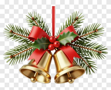 Christmas Bells With Holly And Pine PNG