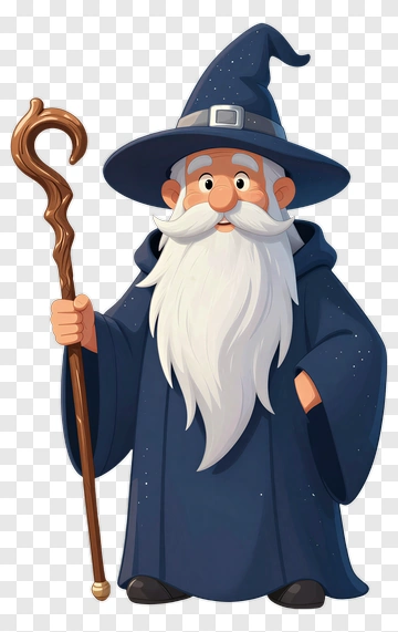 Cartoon Wizard Holding A Staff PNG