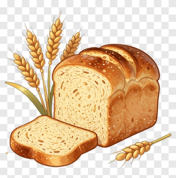 Sliced Bread With Wheat Stalks PNG