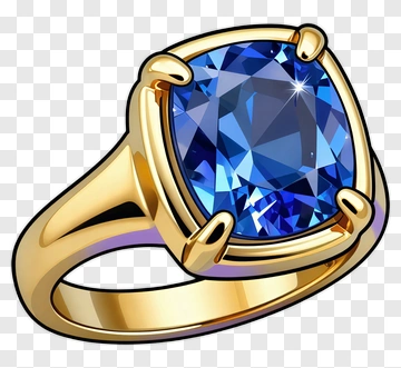 Gold Ring With Blue Gemstone PNG