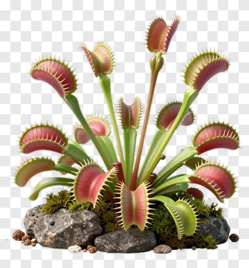 Venus Flytrap Plant With Rocks PNG