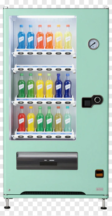 Vending Machine With Colorful Bottled Drinks PNG