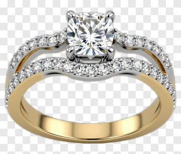 Gold And Silver Engagement Ring With Diamond PNG
