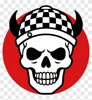 Skull With Checkered Helmet And Horns PNG