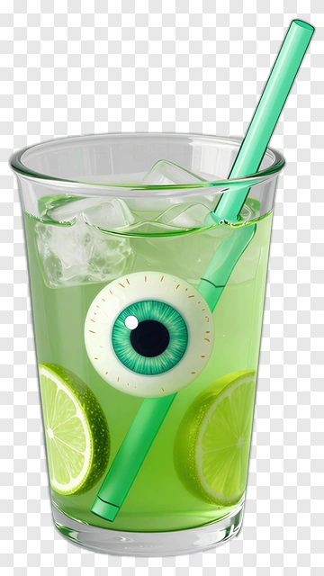Green Drink With Eyeball And Lime Slices PNG
