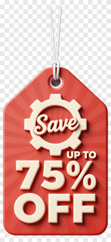 Discount Tag Save Up To 75% Off PNG