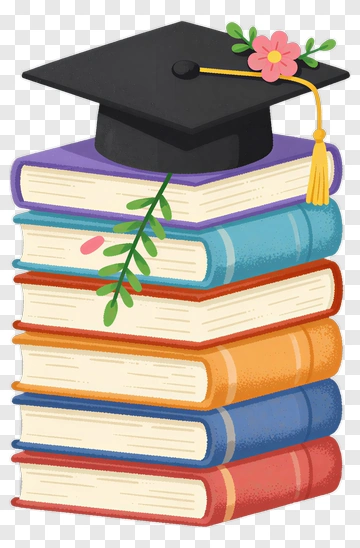 Graduation Cap On A Stack Of Colorful Books PNG