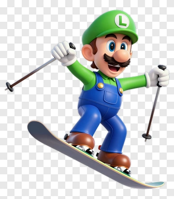 Cartoon Character Skiing On Snowboard PNG