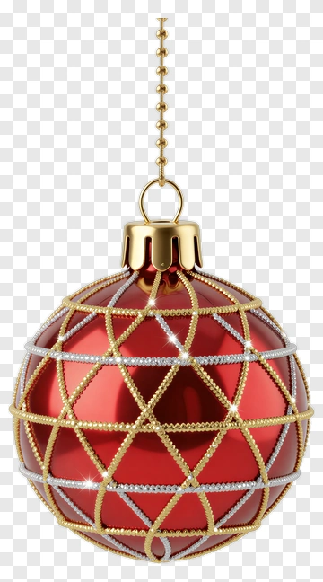 Red Christmas Ornament With Gold And Silver Design PNG