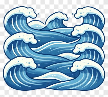Cartoon Waves In Blue Tones PNG