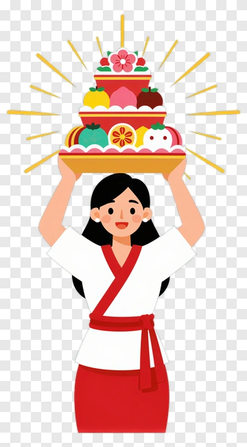 Woman Holding A Colorful Cake PNG
