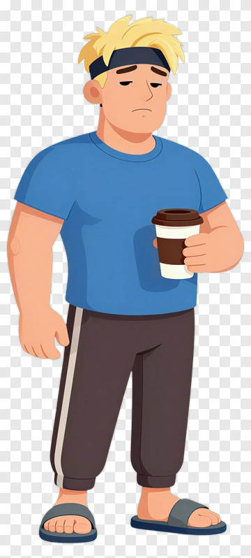 Cartoon Man Holding A Coffee Cup PNG