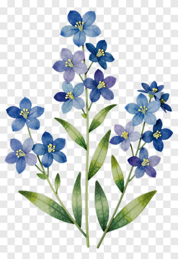 Watercolor Blue Flower Bouquet PNG