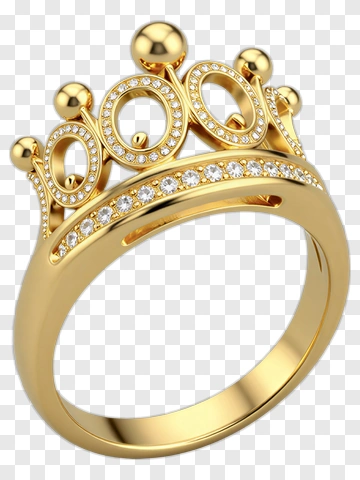 Gold Crown Ring With Diamonds PNG