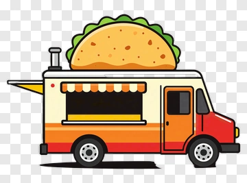 Taco Truck With A Large Taco On Top PNG
