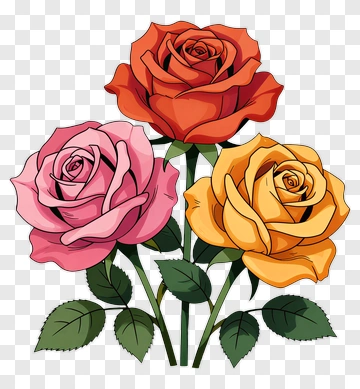 Colorful Rose Bouquet PNG