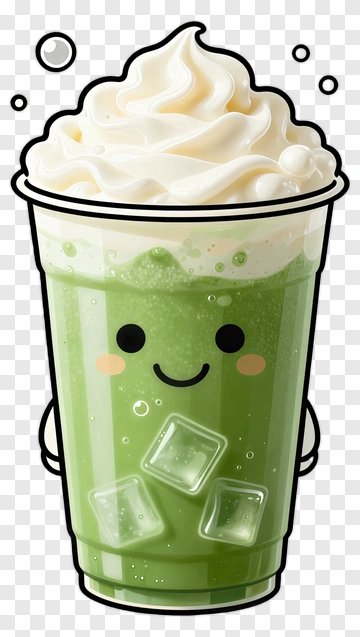 Cartoon Green Drink With Whipped Cream PNG